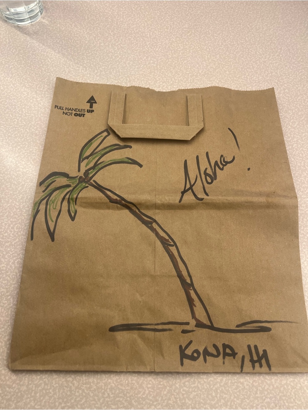 Art 🖼️ from Kona Hawaii! Palm tree in shopping bag. Signed by Artist.